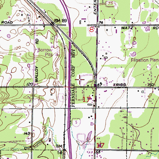 Topographic Map of Portal Way Mobile Village, WA