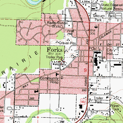 Topographic Map of Muralts Mobile Home Park, WA