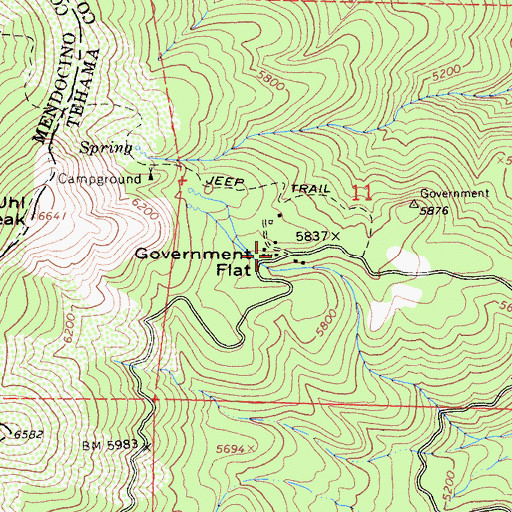 Topographic Map of Government Flat, CA