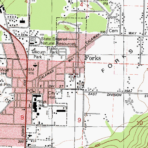 Topographic Map of Willow Place Mobile Home Park, WA