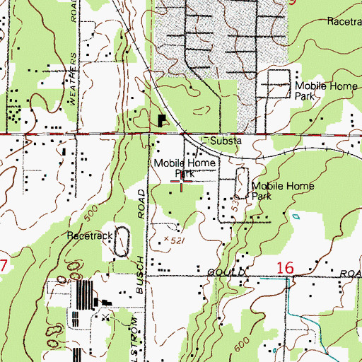 Topographic Map of Evergreen Acres Mobile Home Park, WA