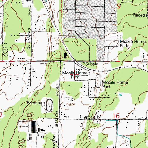 Topographic Map of Shadow Pines Mobile Estates, WA
