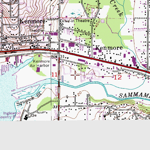 Topographic Map of Lakewood Villa Mobile Home Park, WA