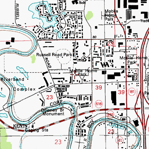 Topographic Map of Bonel Mobile Manor, WA