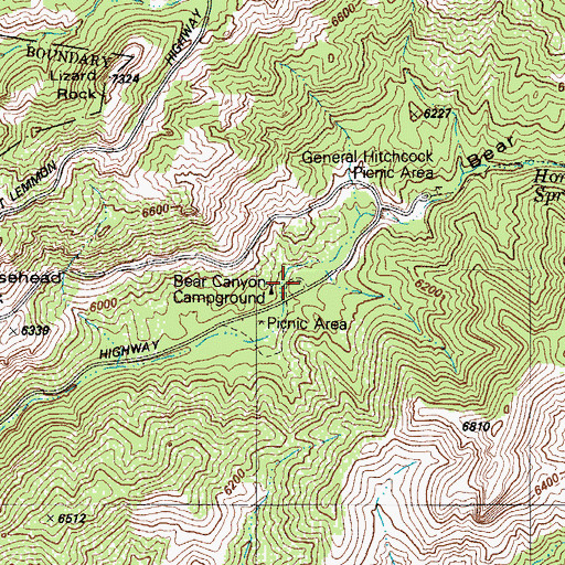 Topographic Map of Middle Bear Canyon Picnic Area, AZ
