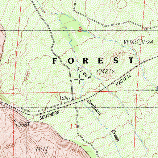 Topographic Map of Graham Creek, CA