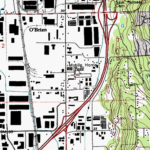 Topographic Map of Willo Vista Mobile Estates, WA