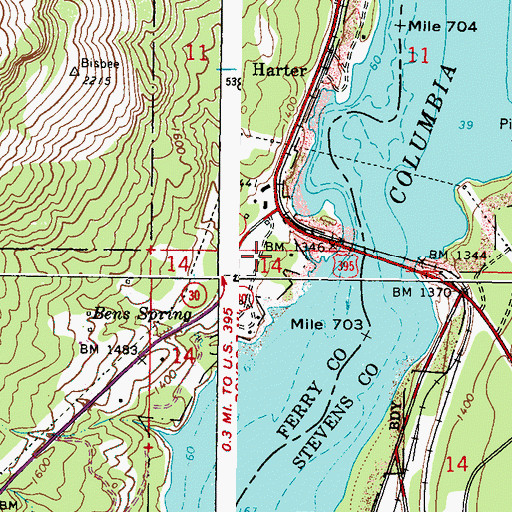 Topographic Map of Lakeside Mobile Home Park, WA