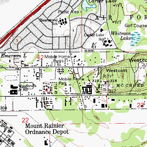 Topographic Map of Alpine Estates Mobile Home Park, WA