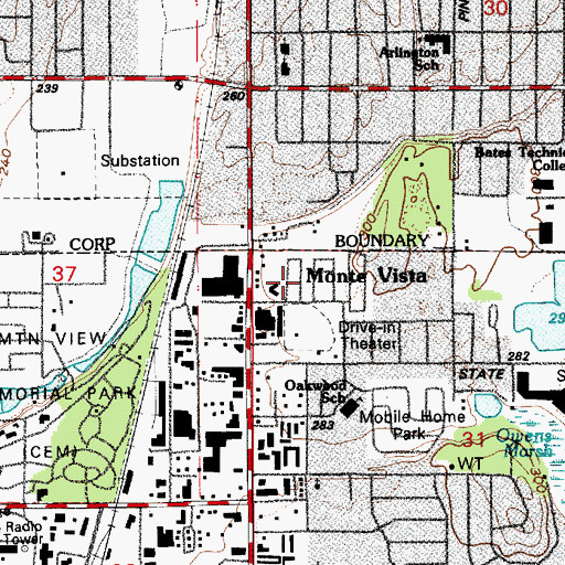 Topographic Map of Canterbury Estates Mobile Home Park, WA
