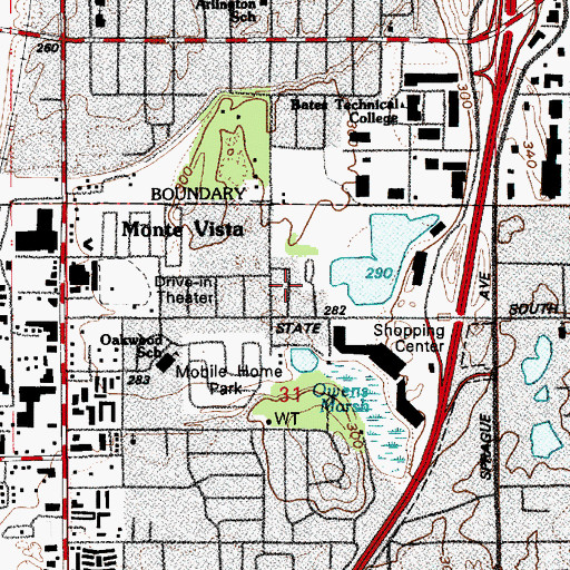 Topographic Map of Karwin Village Mobile Home Park, WA