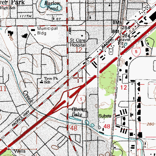 Topographic Map of Sunrise Manor Mobile Home Park, WA