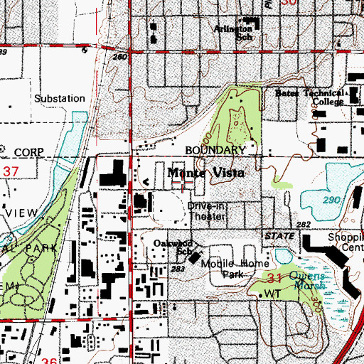 Topographic Map of Twin Oaks Mobile Home Park, WA