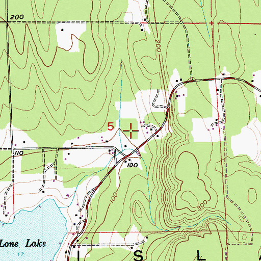 Topographic Map of Wheel Estates Mobile Home Park, WA