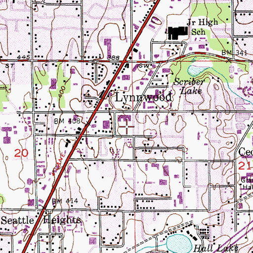 Topographic Map of Center Mobile Park, WA