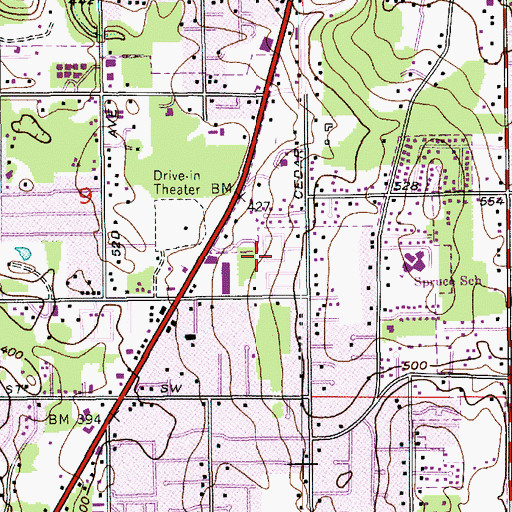 Topographic Map of Kingsbury East Mobile Home Park, WA