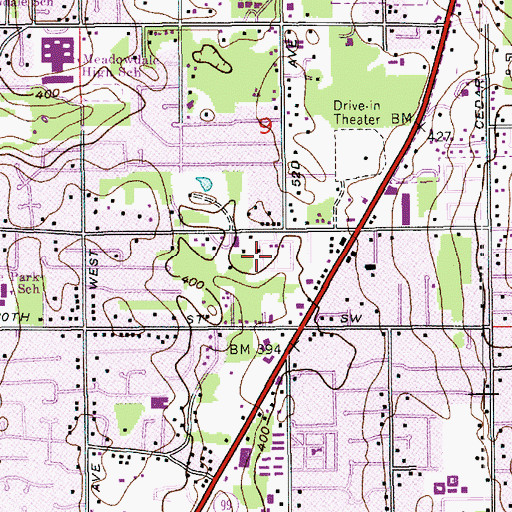 Topographic Map of Kingsbury West Mobile Home Park, WA