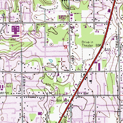 Topographic Map of Meadowdale Mobile Home Park, WA