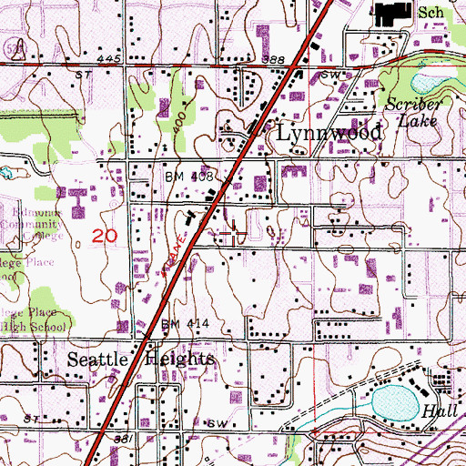 Topographic Map of Medo Lynn Mobile Home Park, WA
