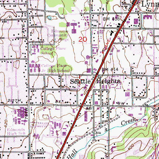 Topographic Map of Seattle Heights Mobile Home Park, WA