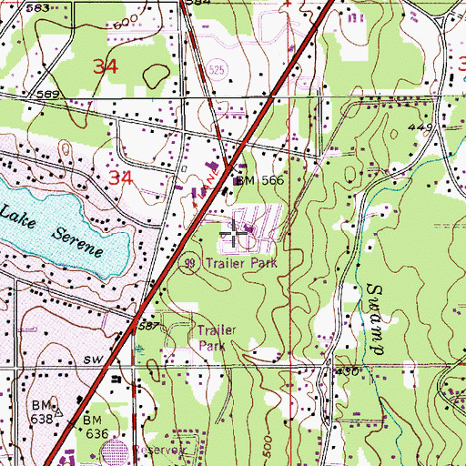 Topographic Map of Serene Terrace Mobile Home Park, WA
