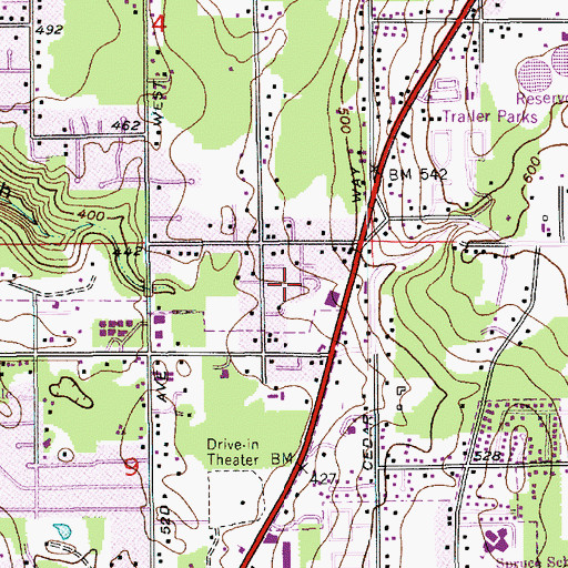 Topographic Map of Shady Glen Mobile Home Park, WA