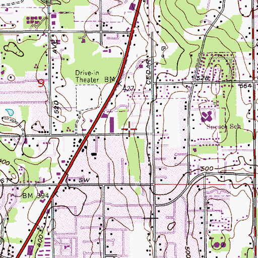 Topographic Map of Squire Mobile Home Park, WA