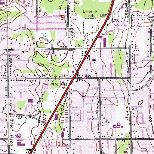 Topographic Map of Tally Ho Mobile Home Park, WA