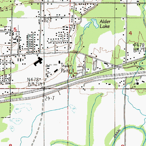 Topographic Map of Evergreen Mobile Estates, WA