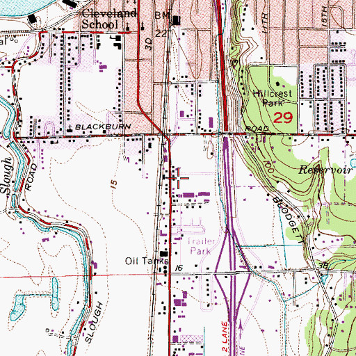 Topographic Map of Evergreen Mobile Home Park, WA