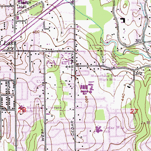 Topographic Map of Mountain View Villa Mobile Home Park, WA
