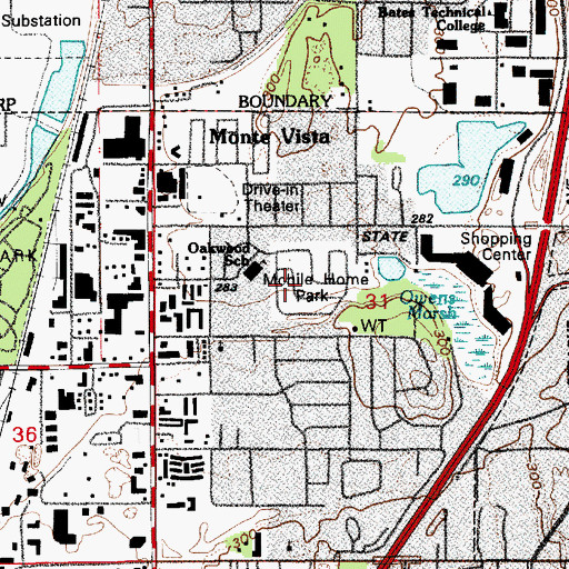 Topographic Map of Fairfield Mobile Home Park, WA