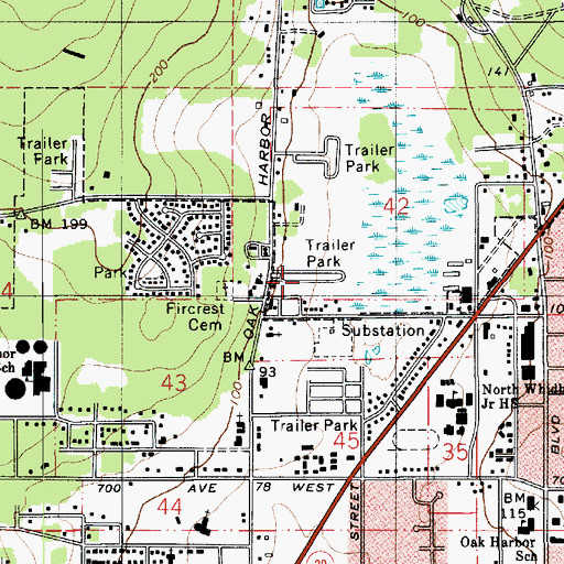 Topographic Map of Town and Country Mobile Home Park, WA