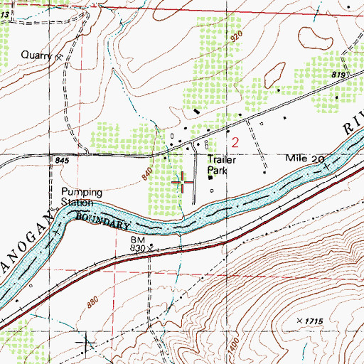 Topographic Map of M Bar J Ranch Mobile Home Park, WA