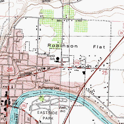 Topographic Map of Mountain View Mobile Home Park, WA