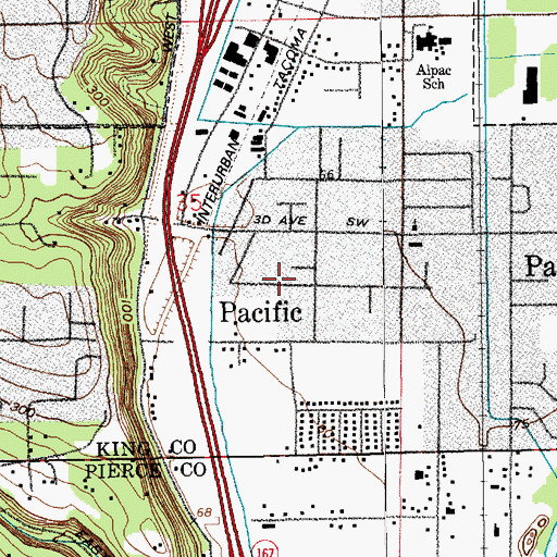 Topographic Map of Central Valley Mobile Home Park, WA