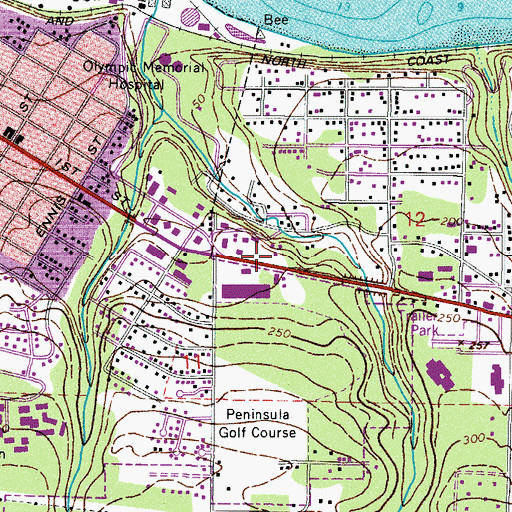 Topographic Map of Cedar Hills Mobile Home Park, WA