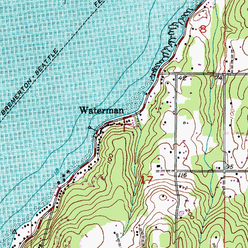 Topographic Map of Snug Harbor Mobile Home Park, WA
