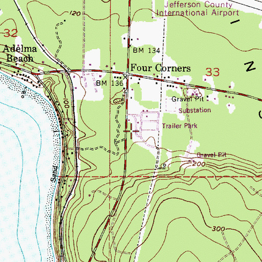 Topographic Map of Four Corners Olympic Mobile Village, WA