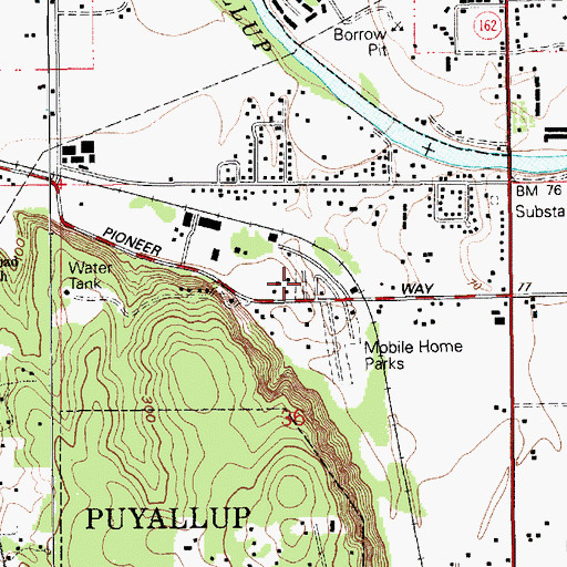 Topographic Map of Alpine Mobile Home Park, WA