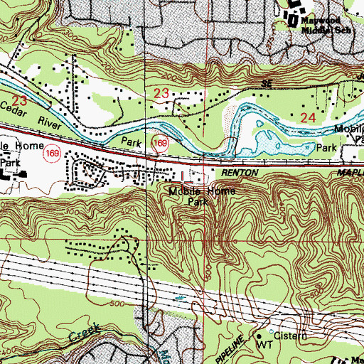 Topographic Map of Valley View Mobile Home Park, WA