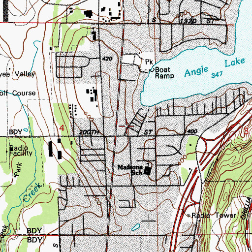 Topographic Map of Angle Lake Mobile Home Park, WA