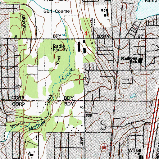 Topographic Map of Tyee Valley Mobile Manor, WA