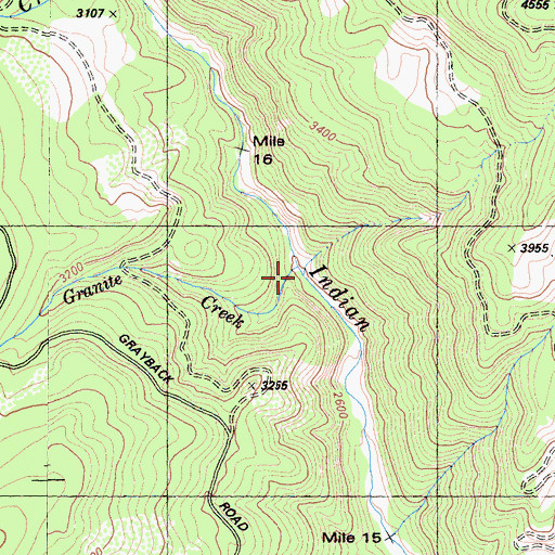 Topographic Map of Granite Creek, CA