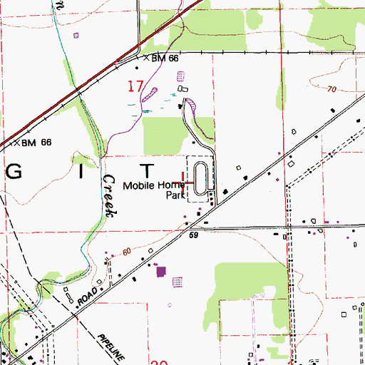 Topographic Map of Cedar Lane Mobile Estates, WA