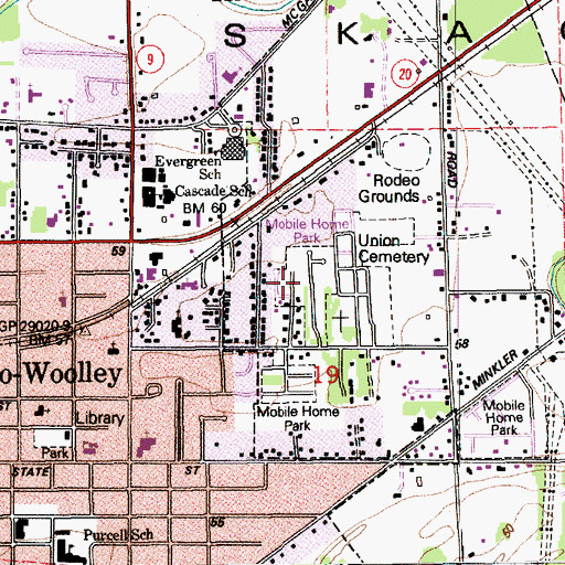 Topographic Map of Parkwood Mobile Village, WA