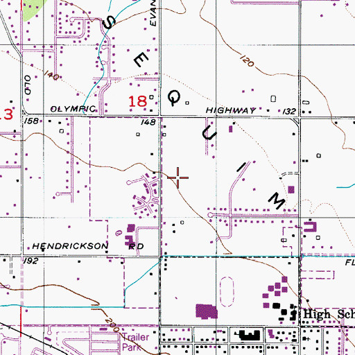 Topographic Map of Clasen Cove Estates Mobile Home Park, WA