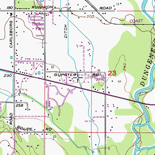 Topographic Map of Green Acres Mobile Estates, WA