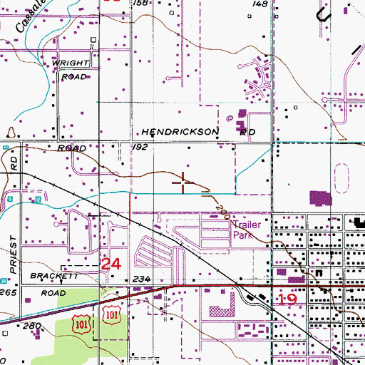Topographic Map of Hendrickson Heritage Mobile Home Park, WA