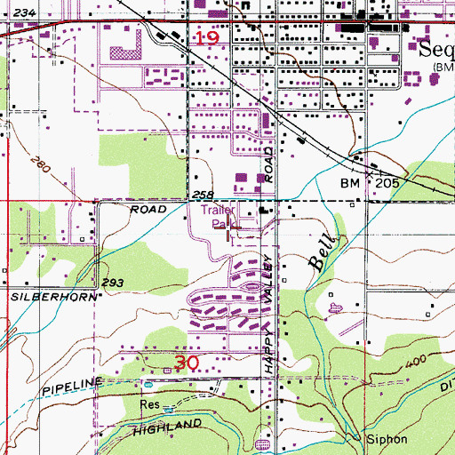 Topographic Map of Hide Away Mobile Home Park, WA
